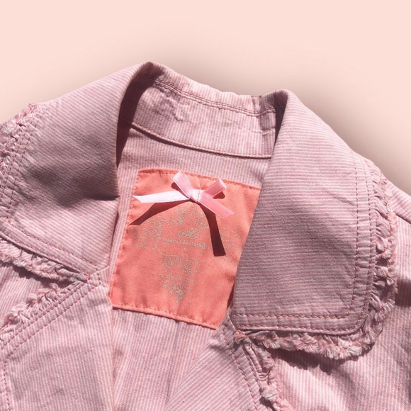 Y2K Pink Pinstriped Short Sleeve Blazer Size S - Picture 2 of 3